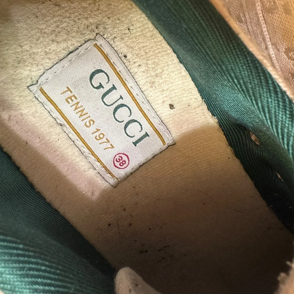 Vintage Gucci Beige tennis 1977 classic monogram Sneakers size 38/39